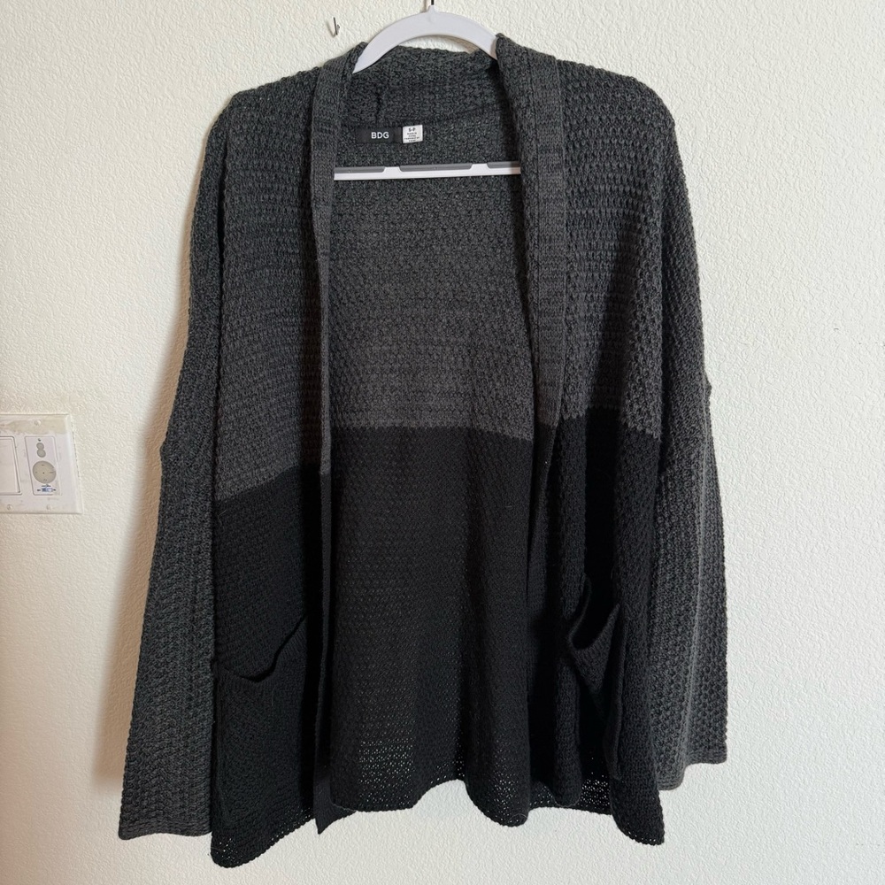 BDG Two Tone Gray and Black Sweater Cardigan Oversized